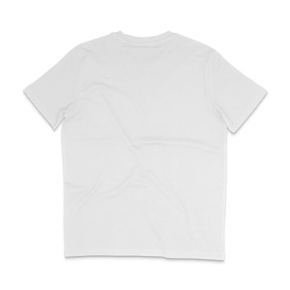 Backside of a white t-shirt for enduro bikers